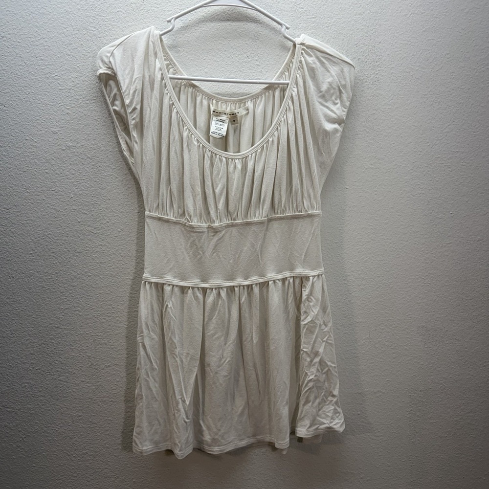 Max Studio Babydoll Top‎ Y2K Empire Waist Flowy Blouse Sz S Square Neck Fairy